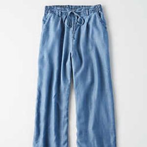 AE-High Waisted Denim Wide Leg Pant